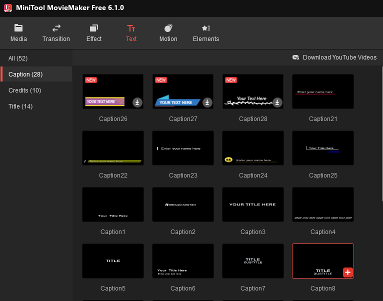 Minitool MovieMaker Text Caption