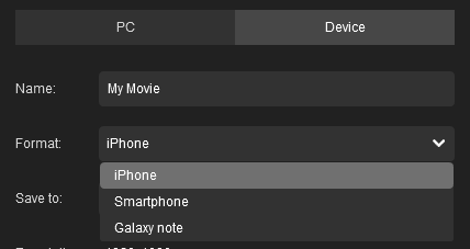 Minitool MovieMaker Export Device Format